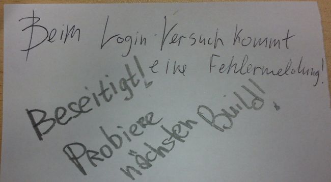 Notiz für Fehlerverfolgung Notiz für Fehlerverfolgung