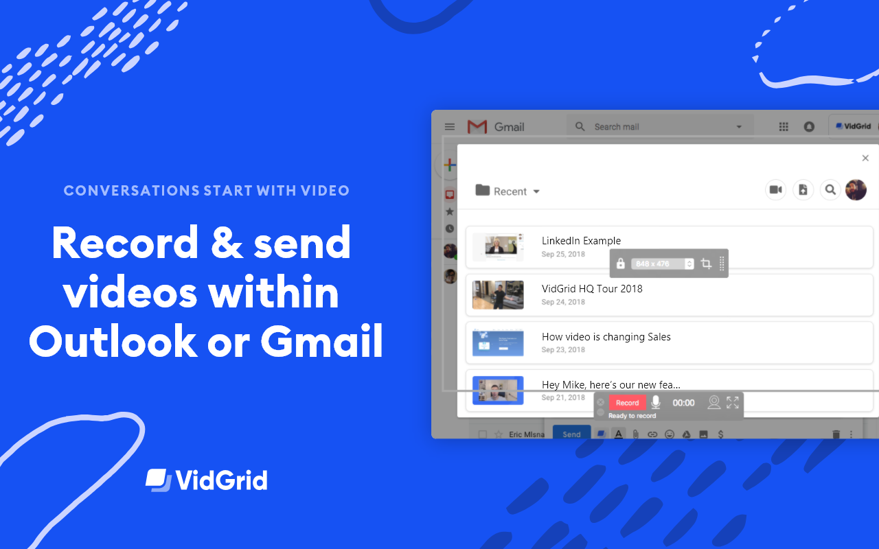 Record & send videos with Outlook or Gmail